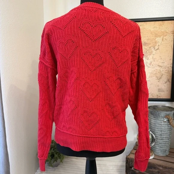 Lucky Brand heart knit sweater size small - Picture 2 of 7